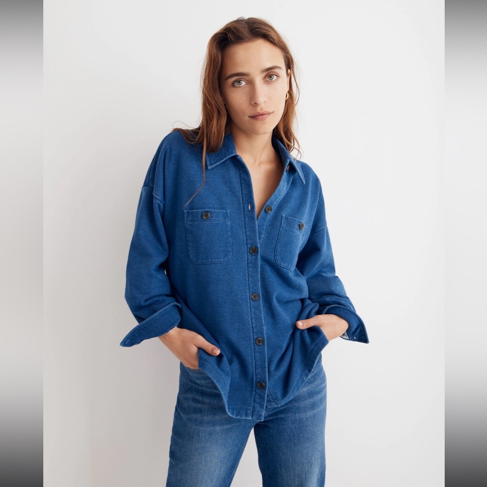 Madewell Indigo Terry Shirt-Jacket